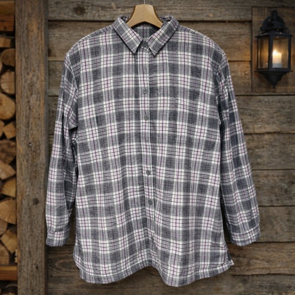 L.L. Bean Other - New L.L. Bean Fleece-Lined Flannel Shirt Jacket Shacket Plaid 3X Gray White